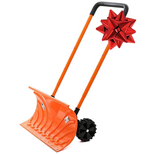 Snow Plow Shovel Pusher with Wheels