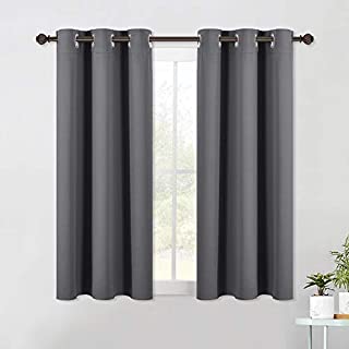 NICETOWN Bedroom Curtains Blackout Drapery Panels, Three Pass Microfiber Thermal Insulated Solid Ring Top Blackout Window Curtains/Drapes (Two Panels, 42 x 54 Inch, Gray)