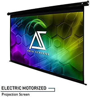 Akia Screens 150 inch Motorized Electric Remote Control Drop Down Projector Screen 16:9 8K 4K HD 3D Retractable Ceiling Wall Mount Black Projection Screen for Movie Home Theater Office AK-MOTORIZE150H