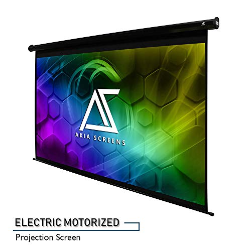 Akia Screens 150 inch Motorized Electric Remote Control Drop Down Projector Screen 16:9 8K 4K HD 3D Retractable Ceiling Wall Mount Black Projection Screen for Movie Home Theater Office AK-MOTORIZE150H