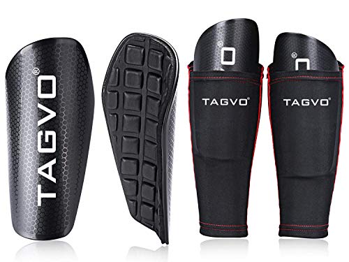 TAGVO Soccer Shin Guards Youth with Pocketed Compression Calf Sleeves, Kids Soccer Equipment Adults Youth Sizes Performance Soccer Shin Pads for Boys Girls