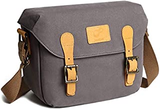 SOAEON Medium Camera Bag DSLR Shoulder Bag Canvas Removable Inserts Messenger Bag Waterproof Digital Camera for Sony, Canon(Medium, Grey)