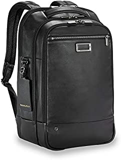 Briggs & Riley @ Work-Medium Leather Backpack Briefcase, Black, One Size