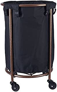 Household Essentials Round Laundry Hamper with Wheels, Copper, Black