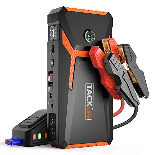 TACKLIFE T8 800A Peak 18000mAh Car Jump Starter (up to 7.0L Gas, 5.5L Diesel Engine) with LCD Screen, USB Quick Charge, 12V Auto Battery Booster, Portable Power Pack with Built-in LED Light