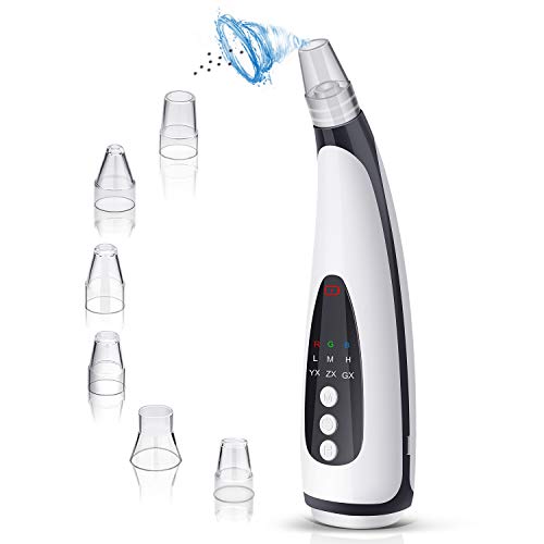 Blackhead Remover Vacuum - Upgraded Electric Facial Blackhead Vacuum Pore Cleaner Tool USB Rechargeable for Facial Deep Cleansing, with 3 Adjustable Suction & 3 Light Therapy Modes & 6 Probes