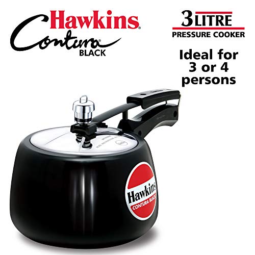 Hawkins CB30 Hard Anodised Pressure Cooker, 3-Liter, Contura Black