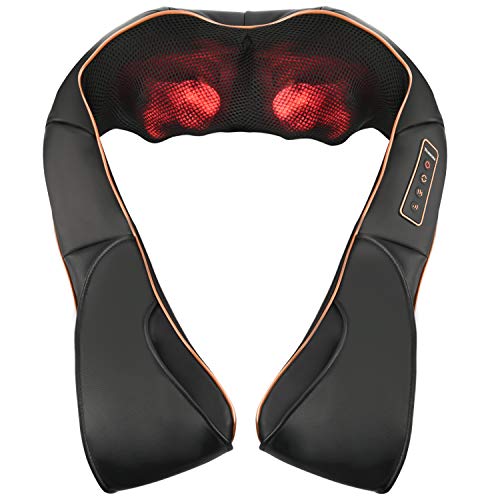 Shiatsu Back Neck and Shoulder Massager with Heat - Electric Massage Pillow with 3D Deep Tissue Kneading for Lower Back, Feet, Legs Muscle Pain Relief - Home, Office, and Car Use