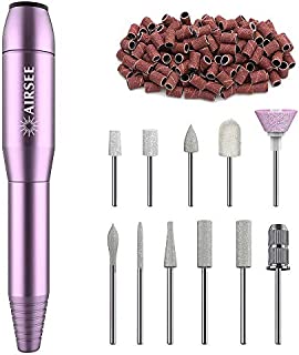 Portable Electric Nail Drill Professional Efile Nail Drill Kit For Acrylic, Gel Nails, Manicure Pedicure Polishing Shape Tools with 11Pcs Nail Drill Bits and 56 Sanding Bands (Purple)