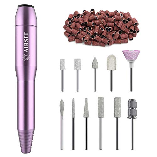 Portable Electric Nail Drill Professional Efile Nail Drill Kit For Acrylic, Gel Nails, Manicure Pedicure Polishing Shape Tools with 11Pcs Nail Drill Bits and 56 Sanding Bands (Purple)