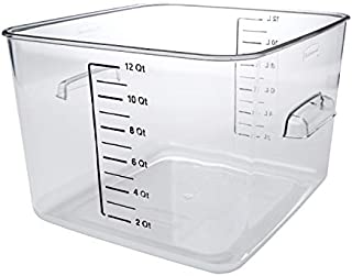 Rubbermaid Commercial Products Plastic Space Saving Square Food Storage Container For Kitchen/Sous Vide/Food Prep, 12 Quart, Clear (Fg631200Clr)