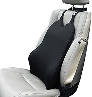 Dreamer Car Ergonomic Lumbar Support Back Cushion Designed for Back Pain Relief - Supportive and Comfortable Memory Foam Back Support Ideal Use in Car or Office Chair - Black