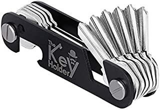 Smart Compact Key Organizer Keychain, Key Holder Keyring, Key Chain Pocket Key Keeper up to 12 Keys with Stainless Steel Screws, Bottle Opener/Phone Stand, Folding Keychain Multitool