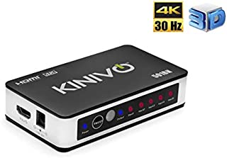 Kinivo 501BN 4K HDMI Switch with IR Wireless Remote (5 Port, 4K 30Hz, Auto-Switching)