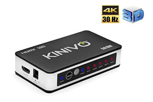 Kinivo 501BN 4K HDMI Switch with IR Wireless Remote (5 Port, 4K 30Hz, Auto-Switching)