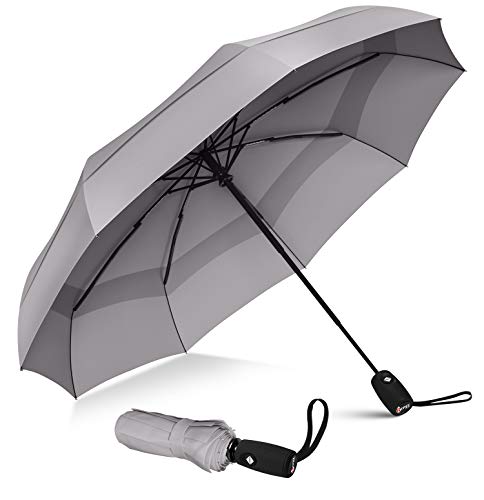 Repel Windproof Travel Umbrella with Teflon Coating (Gray)