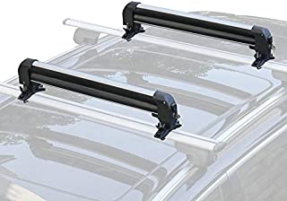 Leader Accessories Car Ski Snowboard Roof Racks, 2 PCS Universal Ski Roof Rack Carriers Snowboard Top Holder, Lockable Fit Most Vehicles Equipped Cross Bars - Deluxe