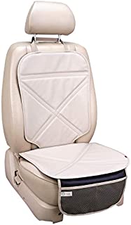 Viaviat Car Seat Protector Leather Waterproof Child Safety Seat Protector Cover with Thick Pad and 2 Large Pockets Durable Kick Mat for All Auto Seat