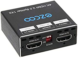 HDMI Splitter 1x2 4K 60Hz 4:4:4 HDR Dolby Vision Dolby Atmos- HDMI Scaler 4K 1080P Sync,Firmware Upgrade HDMI 2.0 Splitter 1 in 2 Out HDCP2.2, Scaler EDID Switch, Aluminum Mini Case, USB Power SP12H2