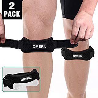 OMERIL 2 Pack Knee Brace, Knee Strap Brace with Silicone Insert, Pain Relief Patella Stabilizer Support for Hiking, Soccer, Basketball, Running, Jumpers Knee, Tennis, Tendonitis, Volleyball & Squats