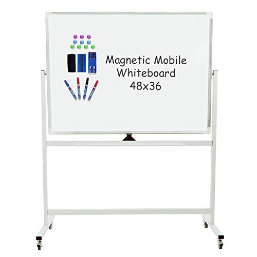 Double-Sided Mobile Magnetic Dry Erase Board, 48