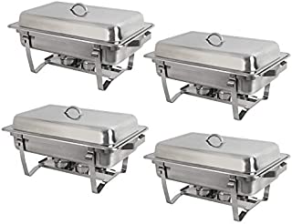 Nova Microdermabrasion 8 Quart Stainless Steel Chafer Full Size Chafer Chafing Dish Buffet Set W/Water Pan, Food Pan, Fuel Holder and Lid For Catering Warmer Set (Rectangular)