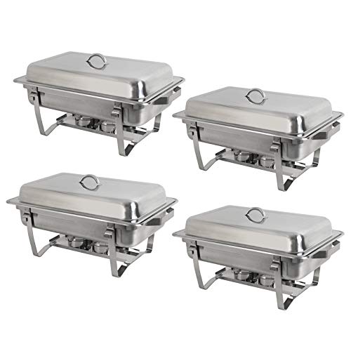 Nova Microdermabrasion 8 Quart Stainless Steel Chafer Full Size Chafer Chafing Dish Buffet Set W/Water Pan, Food Pan, Fuel Holder and Lid For Catering Warmer Set (Rectangular)