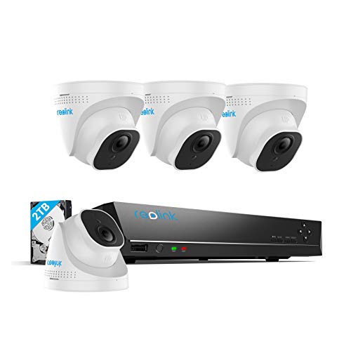 REOLINK 4K Poe Security Camera System, Wired 8MP Outdoor PoE IP Cameras 4pcs, H.265 8CH NVR with 2TB HDD for 24x7 Recording, Night Vision, Home and Business Surveillance kit, RLK8-800D4