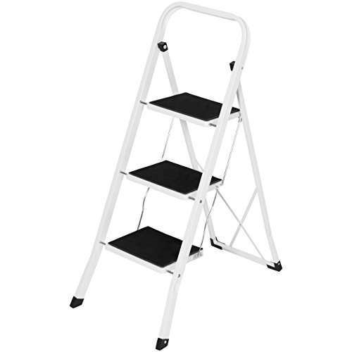 Best Choice Products Portable Folding 3-Step Ladder w/Rubber Feet Caps, 330lb Capacity