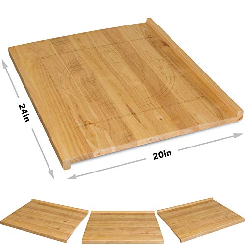 Zelancio Reversible Wooden Pastry Board with 10-Inch Ruler, Includes, 9-Inch and 10-Inch Pie Board Template, with Front and Back lip