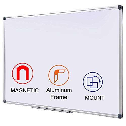 DexBoard 24x36 inch Magnetic Dry Erase Board | Mall-Mounted Aluminum Frame White Board with Pen Tray| Dry Erase Marker Board for Office, School and Home Usage