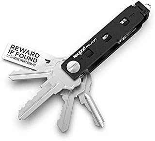 Keyport Pivot Key Organizer - Pocket Key Holder - EDC Multi-Tool Keychain - Modern Swiss Army Key Chain with Lost & Found All-In-One (Black)