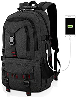 Tocode Large Laptop Computer Backpack 17 Inch Travel Backpack Water Resistant School Bag Business Bag Men Daypack with USB Charging Port (Black Update)