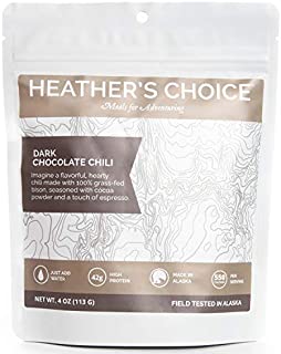 Heather's Choice, Dark Chocolate Chili with Grass-Fed Bison, Backcountry Dinner, Wholesome, Allergen-Friendly Dehydrated Food for Backpacking, Camping, Hunting and Travel (Pack of 5)