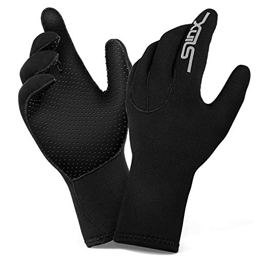 ZIPOUTE Neoprene Diving Gloves, 3MM Five Finger Wetsuit Gloves for Scuba-DivingSnorkeling, Surfing, Kayaking, Cleaning Pond and All Water Activities for Men and Women