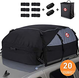 Car Roof Bag Cargo Carrier, 20 Cubic Feet Waterproof Rooftop Cargo Carrier Soft Box Luggage with 8 Reinforced Straps + Packing Bag - Suitable for All Vehicle with/Without Rack (20 Cubic)