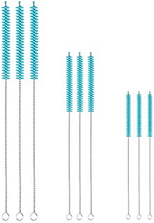 ALINK Drinking Straw Cleaning Brush Kit - 3 Size 9-Piece Straw Pipe Cleaner for Multiple Size Metal/Silicone/Glass/Stainless Steel Straws - Sky Blue