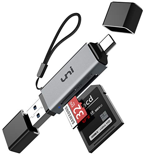 SD Card Reader, uni USB C Memory Card Reader Adapter USB 3.0, Supports SD/Micro SD/SDHC/SDXC/MMC, Compatible for MacBook Pro, MacBook Air, iPad Pro 2018, Galaxy S20, Huawei Mate 30, and More