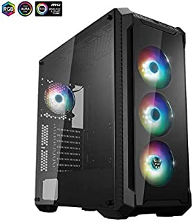 FSP E-ATX Mid Tower PC Gaming Case with 2 Tempered Glass Panels, 4 Addressable RGB Fans, ASUS & MSI Motherboard Sync (CMT520 PLUS)