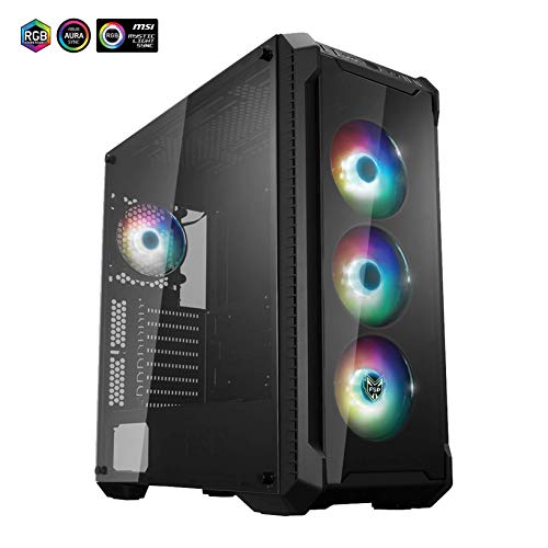 FSP E-ATX Mid Tower PC Gaming Case with 2 Tempered Glass Panels, 4 Addressable RGB Fans, ASUS & MSI Motherboard Sync (CMT520 PLUS)