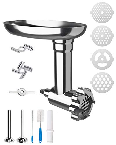 X Home Metal Grinder Attachment with Stuffing Tubes for KitchenAid Mixer, Great for Making Sausages and Burgers, Durable and Easy to Assemble