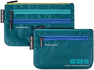 Travelon World Travel Essentials Set Of 2 Currency and Passport Organizers, Peacock Teal