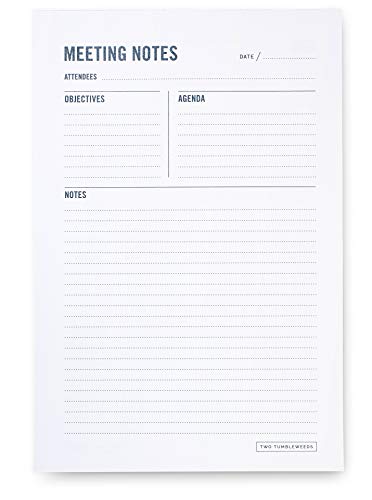 Meeting Notes Notepad - Modern Meeting Notepad and Action Plan for Business Owners, Entrepreneurs and Administrators - Meeting Minutes and Task Management - 50 Double-Sided Sheets, 6 x 9