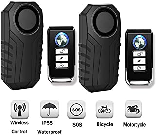 SuperInk 2 Set Wireless Motorcycle Bicycle Bike Anti-Theft Burglar Vibration Security Alarm Waterproof Super Loud 113dB Remote Control Bell