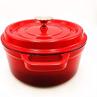 ShengLai 4.5 Quart Enamel Cast Iron Dutch Oven Pot with Lid Dutch Oven Enameled Cast Iron Durch Oven Enameled Cast Iron Pots & Pans-Red