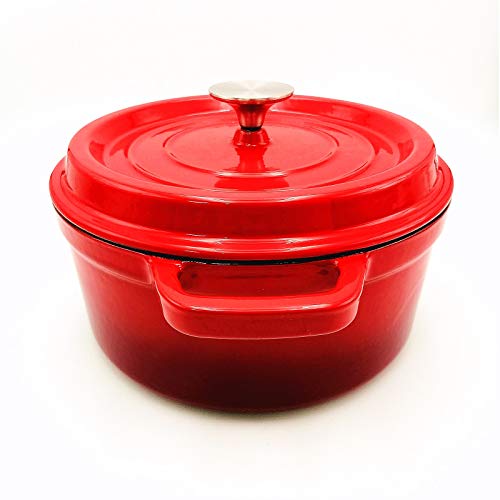 ShengLai 4.5 Quart Enamel Cast Iron Dutch Oven Pot with Lid Dutch Oven Enameled Cast Iron Durch Oven Enameled Cast Iron Pots & Pans-Red