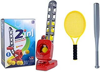 H&B Luxuries 2 in 1 Baseball & Tennis Pitching Machine, Automatic Pitcher, Active Training Toys Set, Parent and Children Outdoor Sport Games, Gifts for 5, 6, 7 Year Olds Kids Toy Baseball