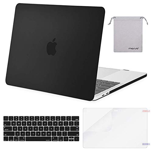 MOSISO MacBook Pro 15 inch Case 2019 2018 2017 2016 Release A1990 A1707, Plastic Hard Shell Case&Keyboard Cover&Screen Protector&Storage Bag Compatible with MacBook Pro 15 Touch Bar, Black