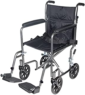 Drive Medical TR37E-SV Lightweight Steel Transport Wheelchair, Fixed Full Arms,17-Inch Seat