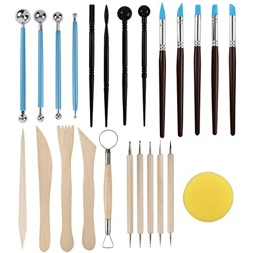 SERONLINE 24pcs Ball Stylus Dotting Tools, Polymer Modeling Clay Sculpting Tools Set Rock Painting Kit for Sculpture Pottery